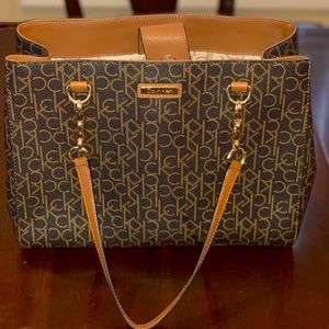 Calvin Klein Monogram Tote Bag - Brown and Tan